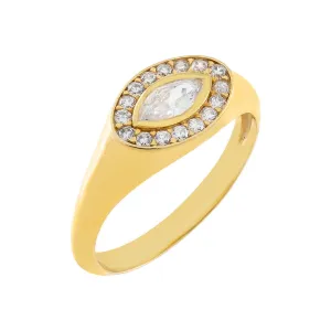 CZ Oval Cut Signet Ring