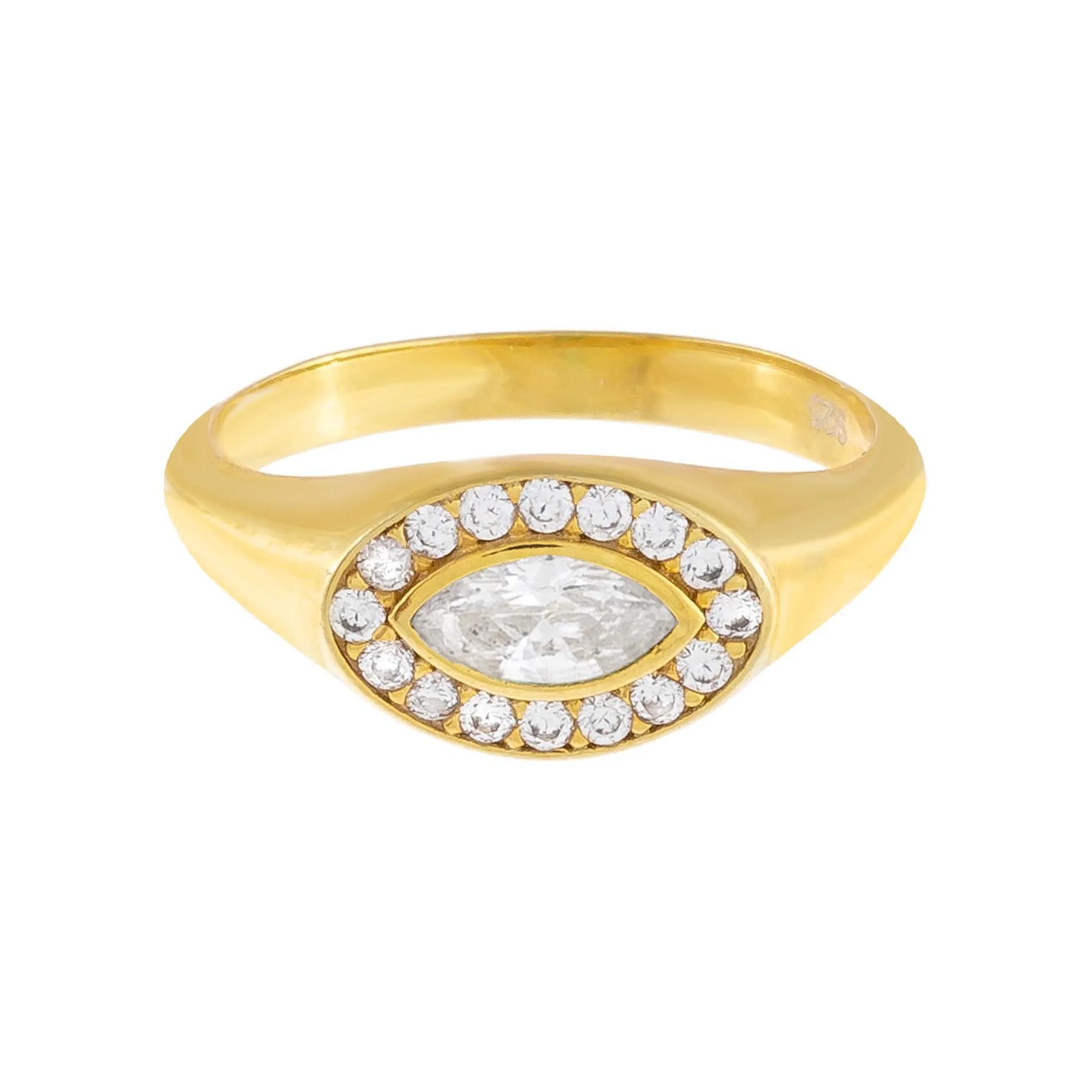 CZ Oval Cut Signet Ring