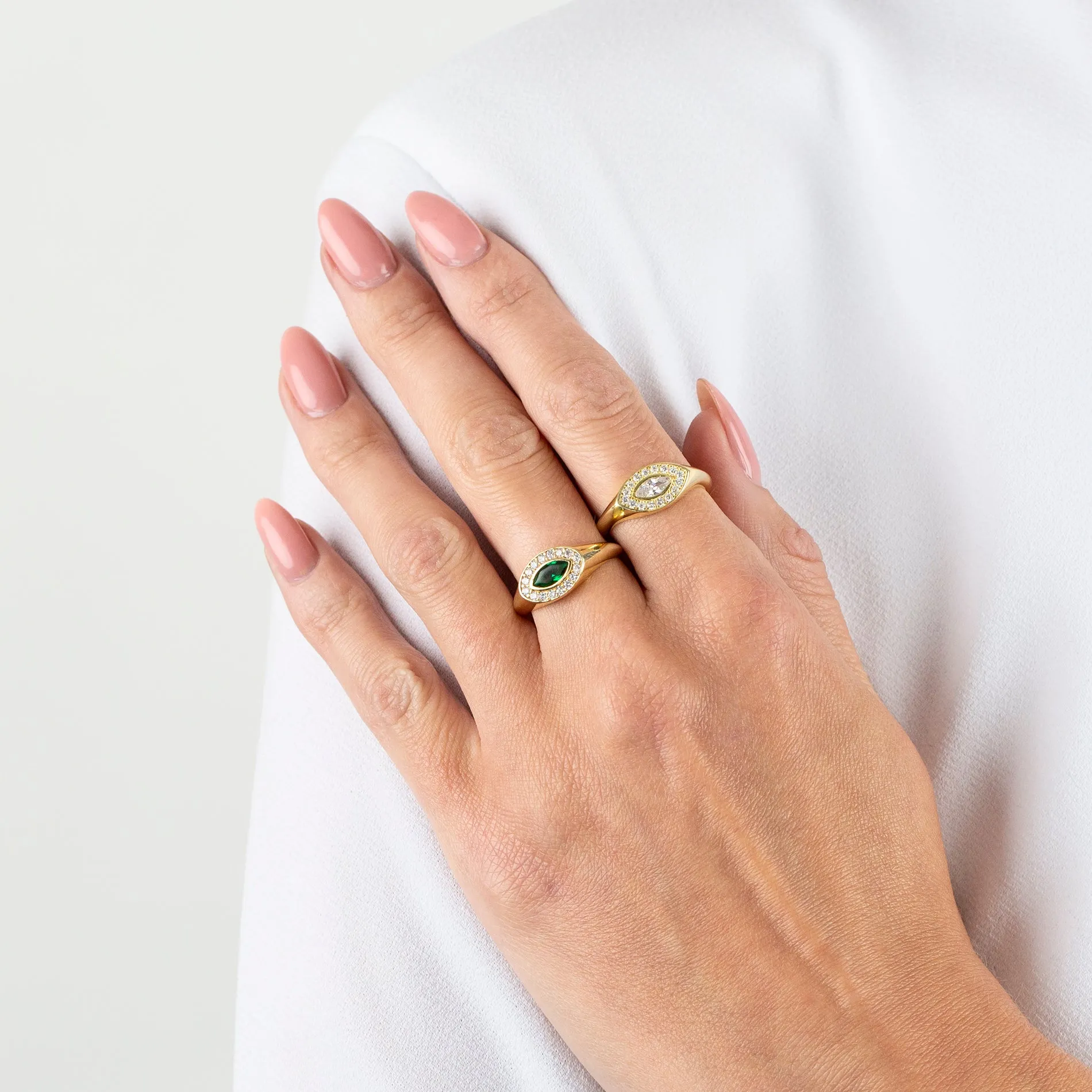 CZ Oval Cut Signet Ring