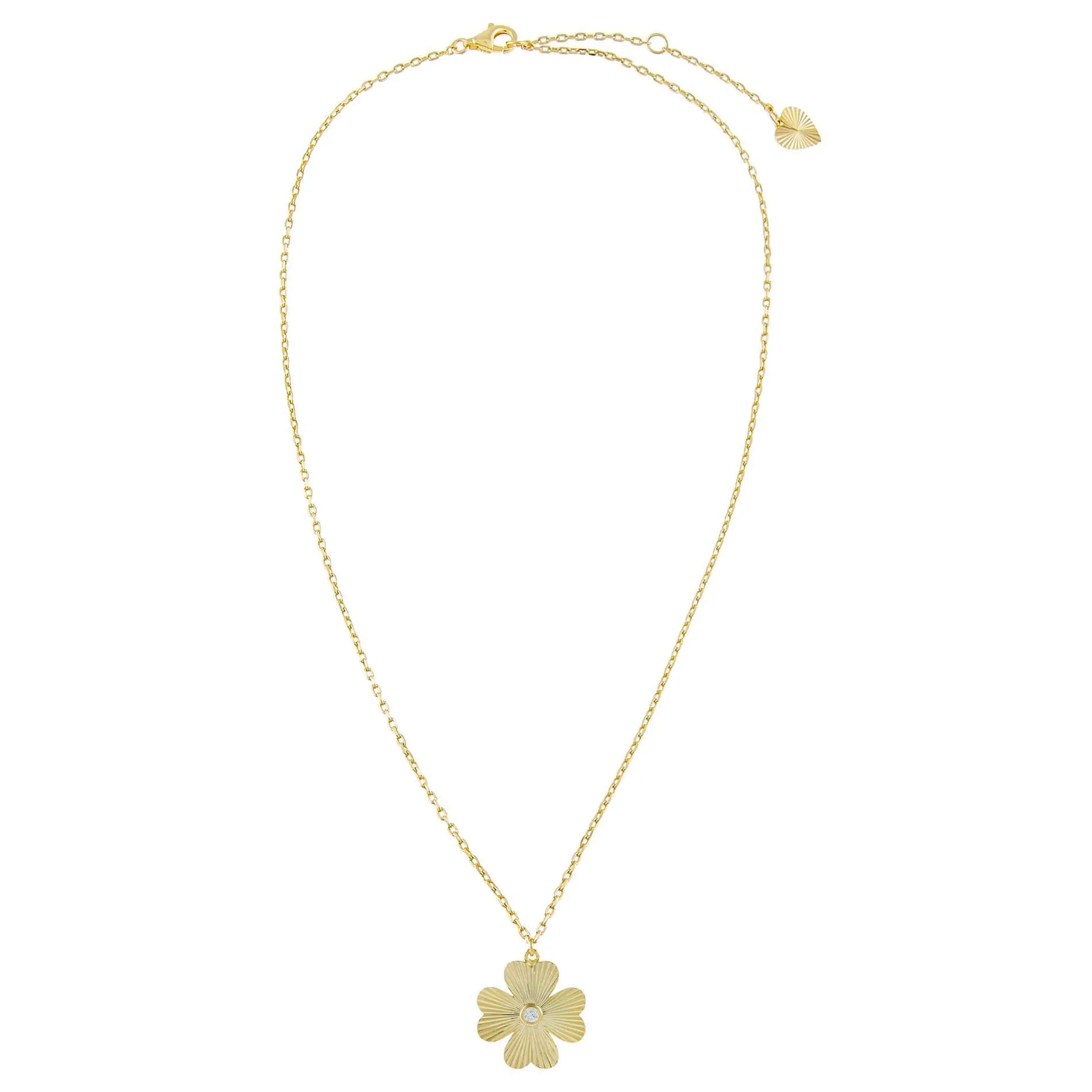 CZ Ridged Clover Necklace