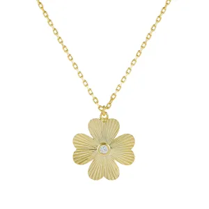 CZ Ridged Clover Necklace
