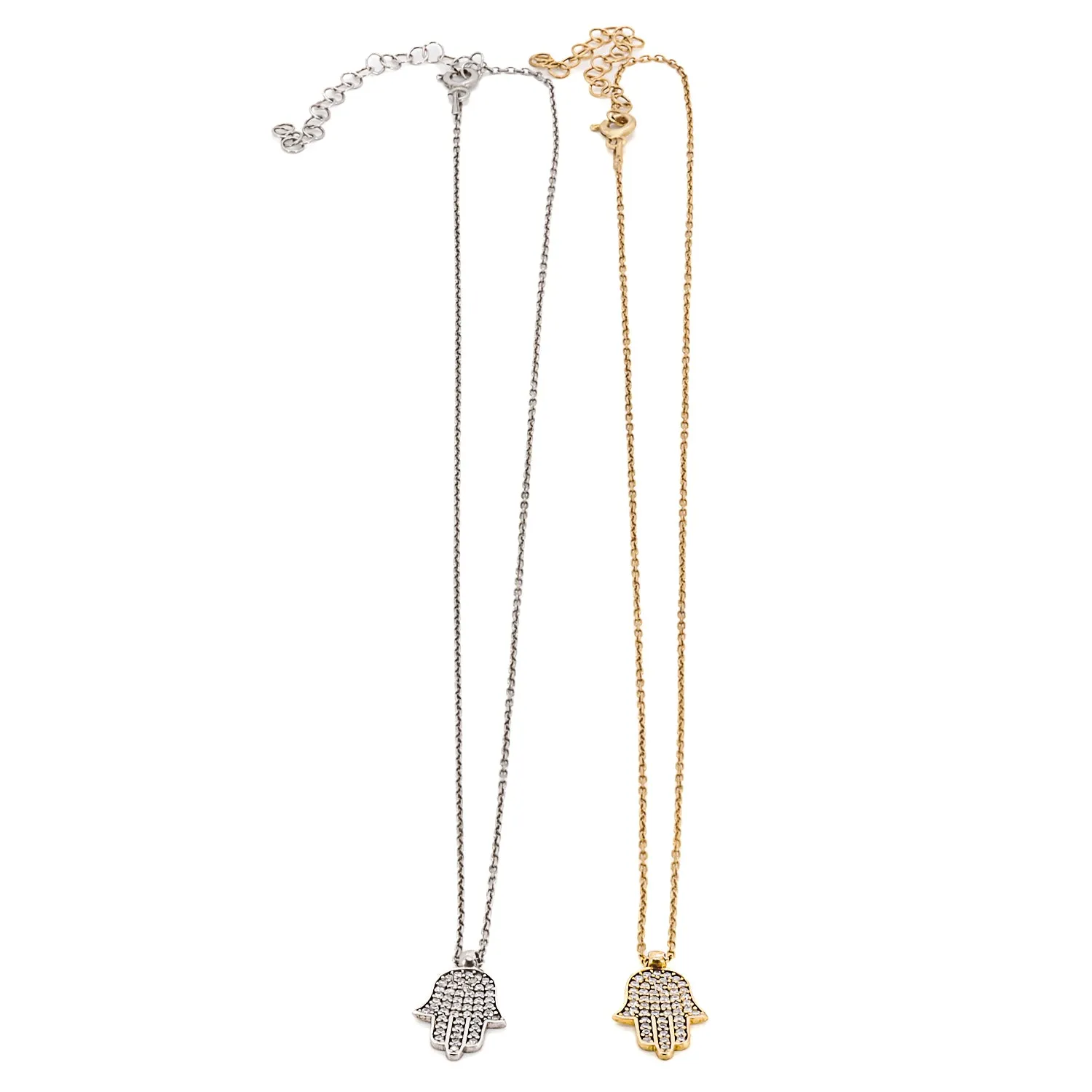 Dainty Diamond Hamsa Pendant Chain Necklace