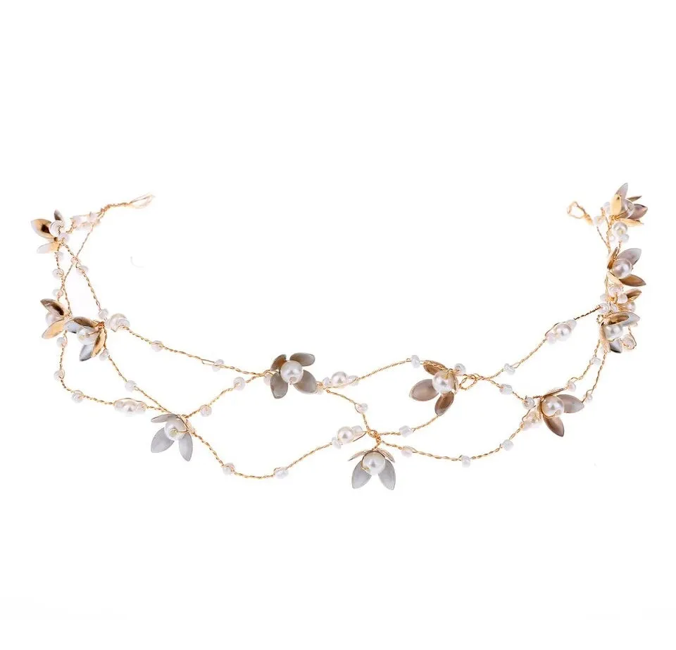 Dainty Golden Pearl Headpiece