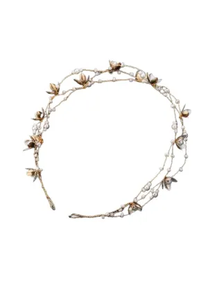 Dainty Golden Pearl Headpiece