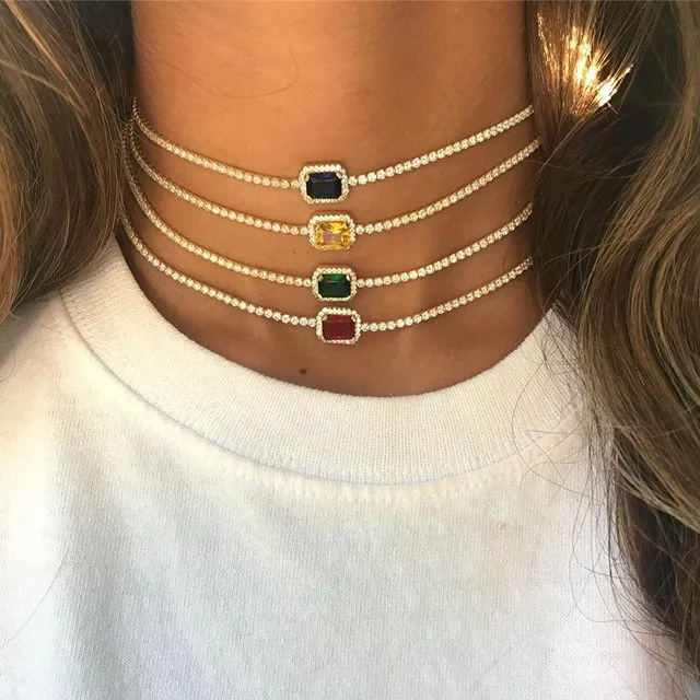 Dainty Multicolor Rhinestones Choker