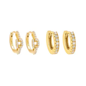 Dainty Pavé Huggie Earring Combo Set