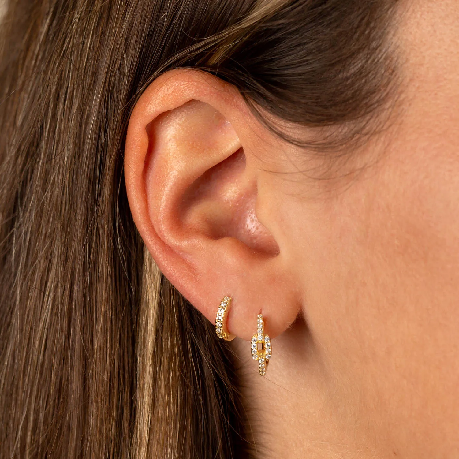Dainty Pavé Huggie Earring Combo Set