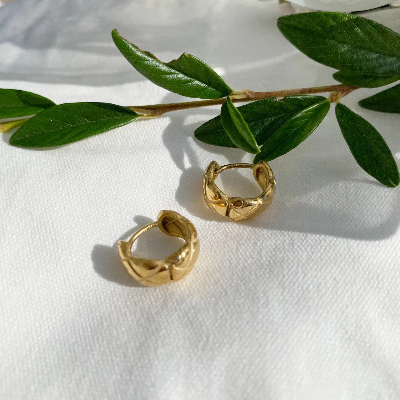Dainty Quilted Huggie Surgical Steel Earrings