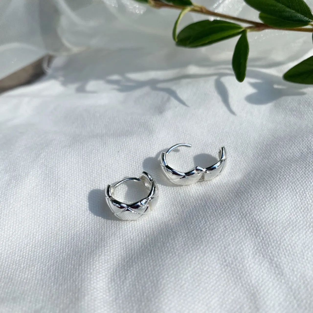 Dainty Quilted Huggie Surgical Steel Earrings