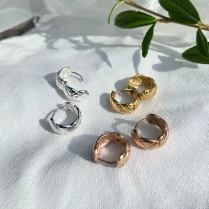 Dainty Quilted Huggie Surgical Steel Earrings
