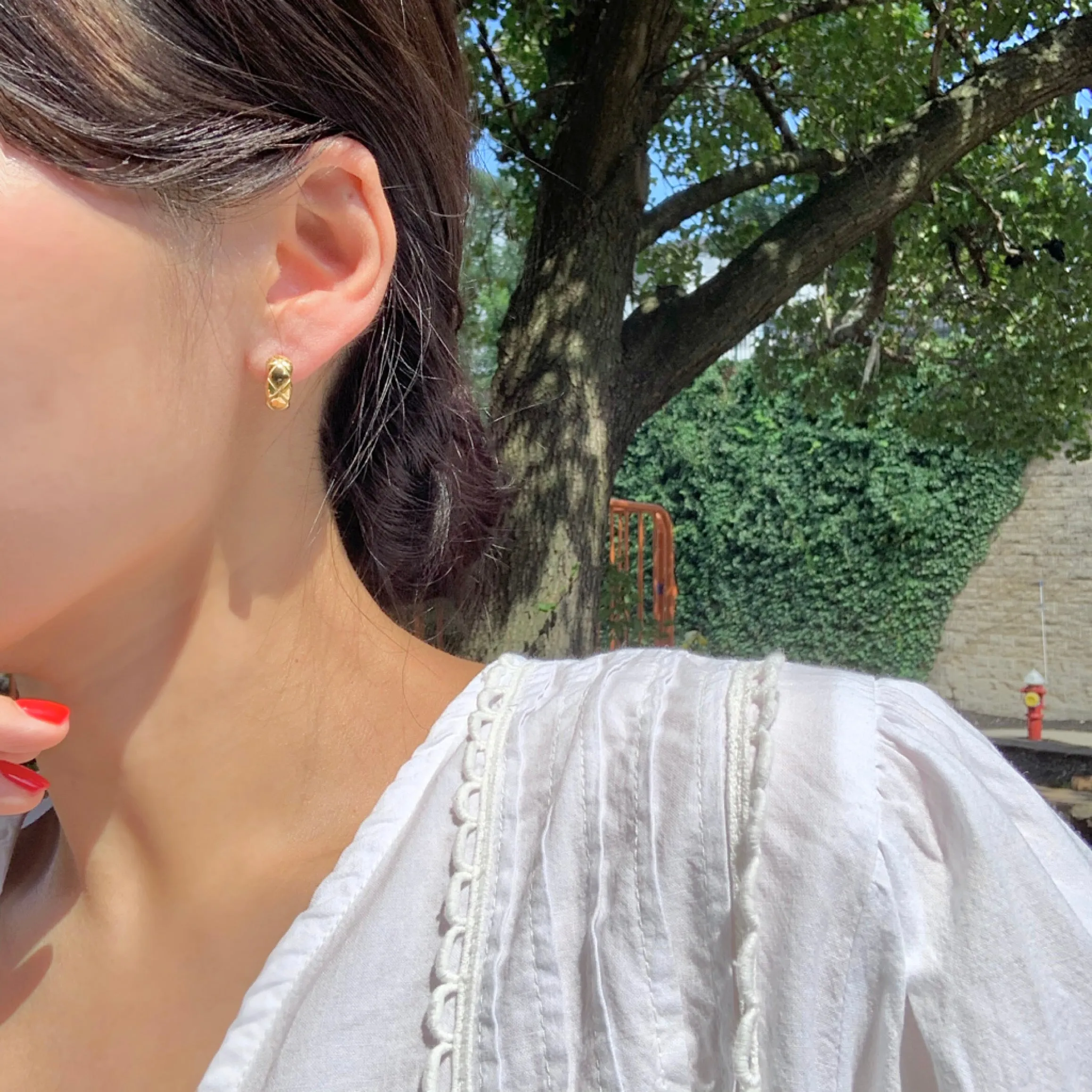 Dainty Quilted Huggie Surgical Steel Earrings