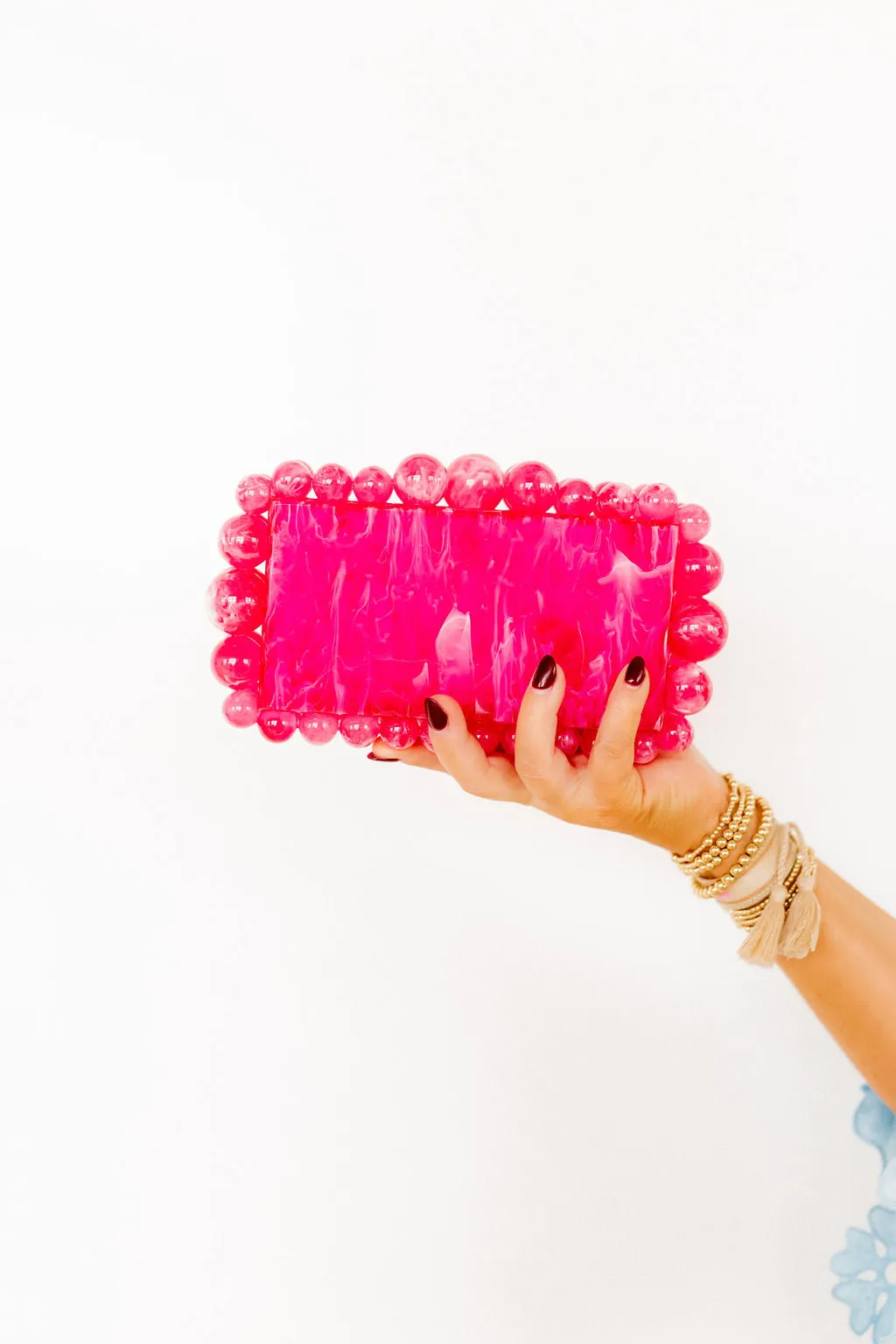 Daphne Clutch - Marbled Hot Pink