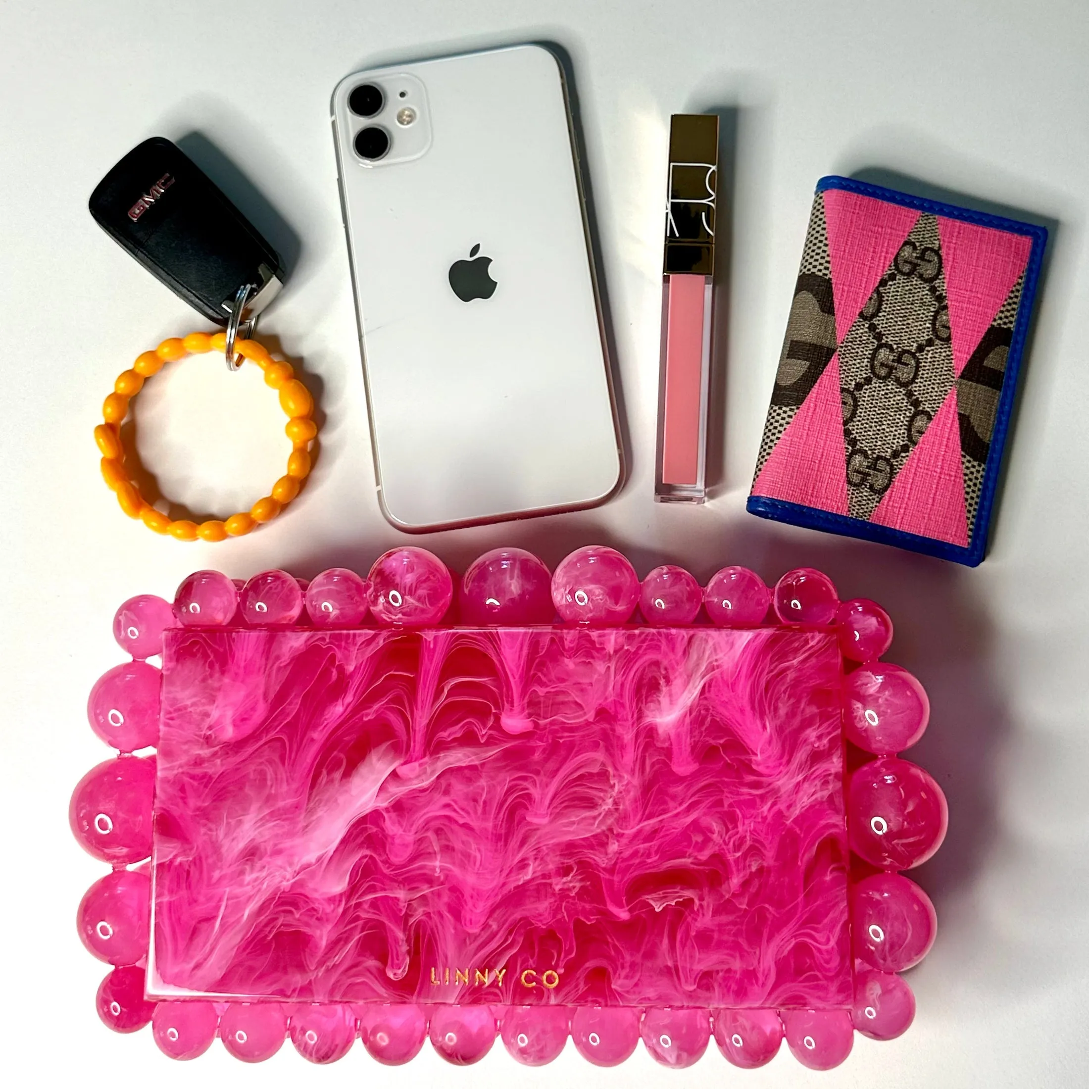 Daphne Clutch - Marbled Hot Pink