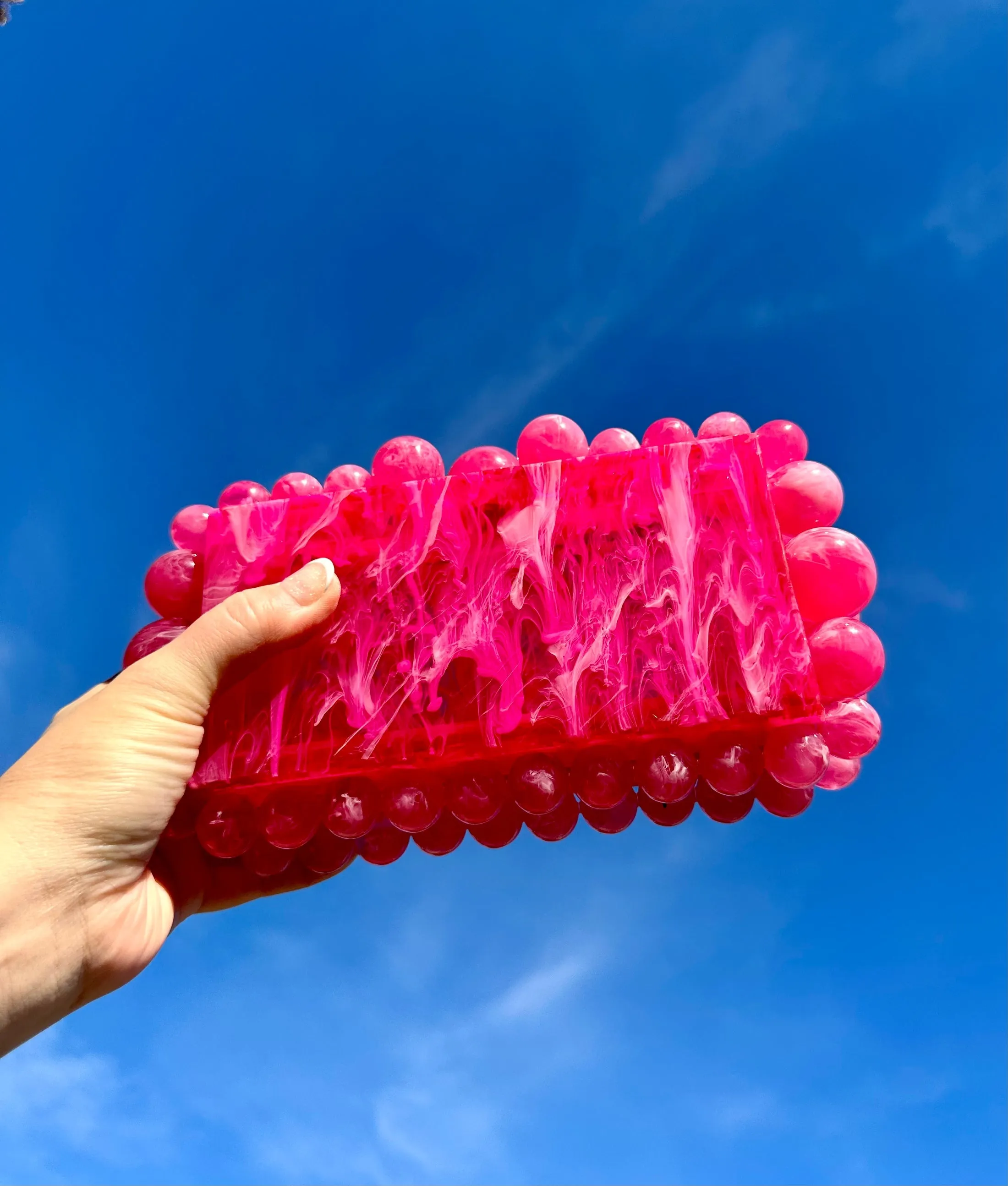 Daphne Clutch - Marbled Hot Pink