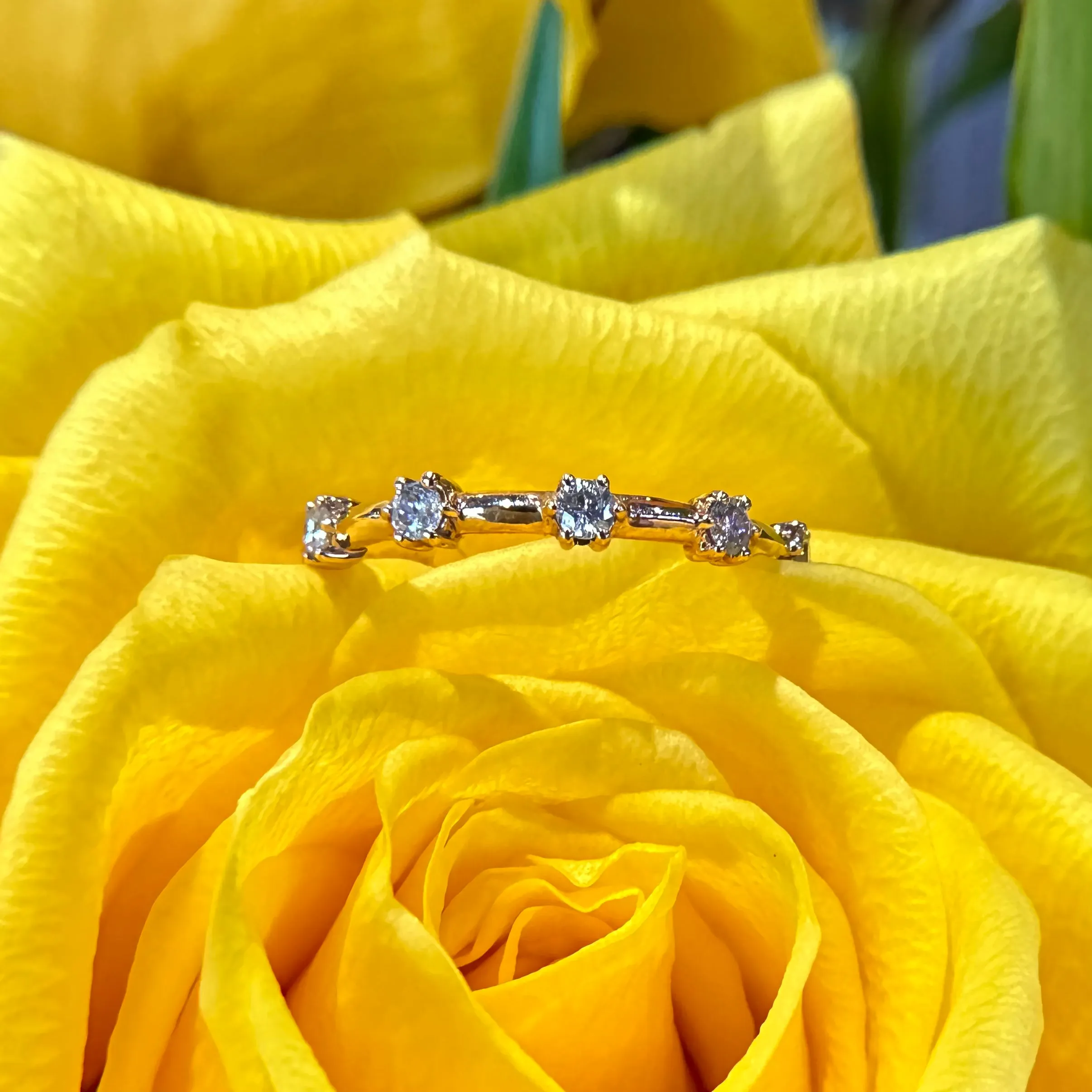 Diamond Station 14K Rose Gold Band Ring
