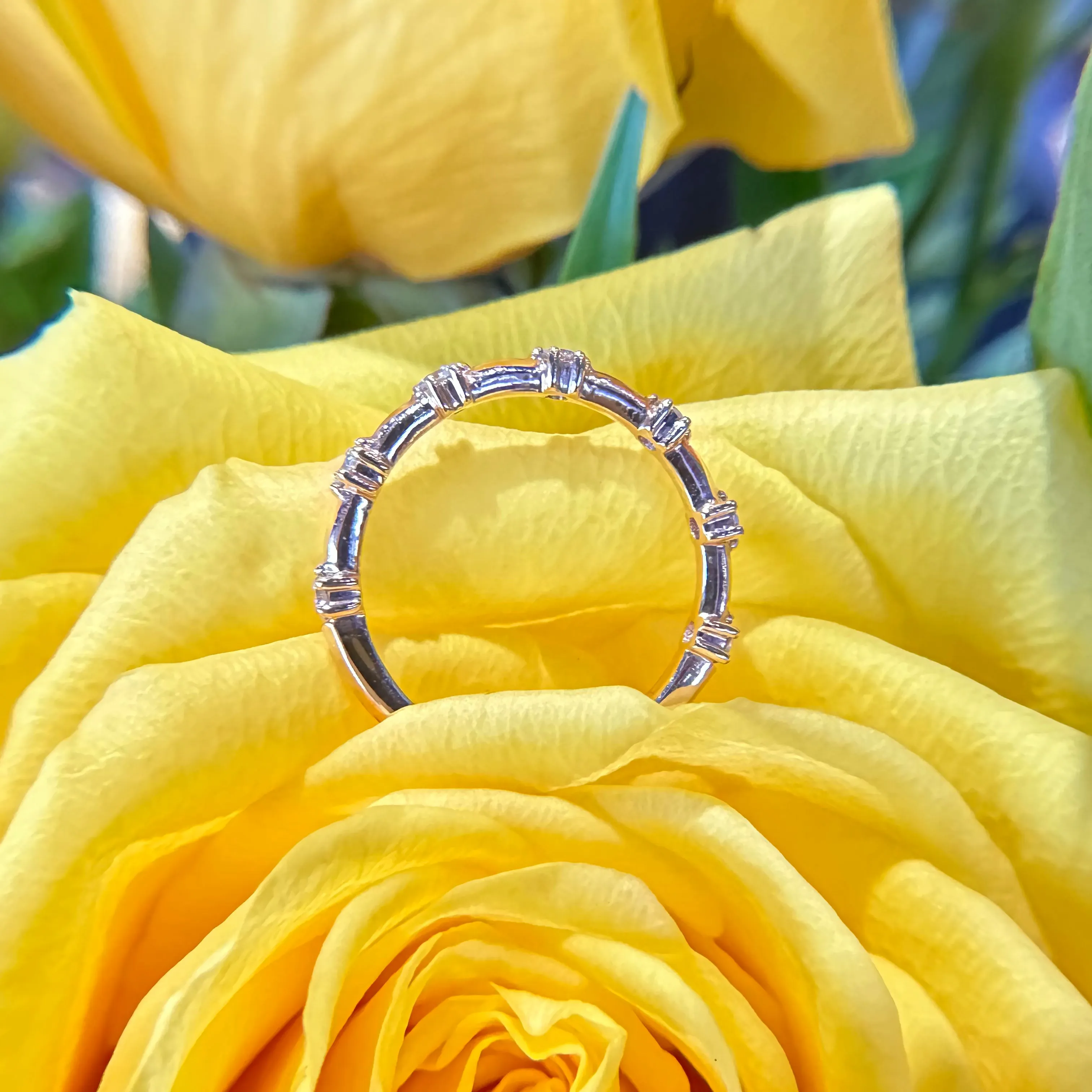 Diamond Station 14K Rose Gold Band Ring
