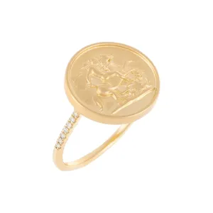 Diamond Warrior Coin Ring 14K