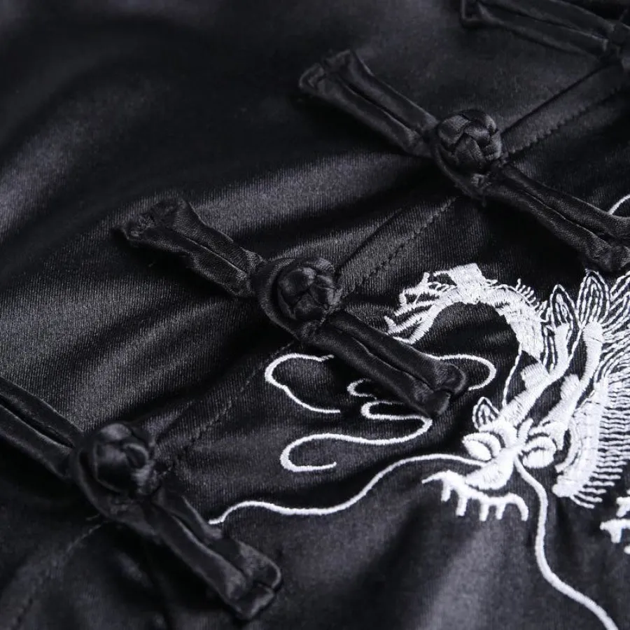 Dragon Embroidery Vintage Cheongsam Split Slim Dress J20043