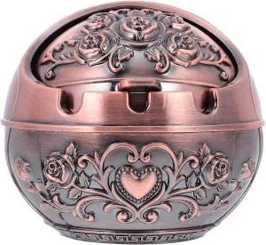 Dratal Vintage Decorative Windproof Ashtray with Lid for Cigarettes Metal Cigar Smoking Ashtray Holder for Odor Indoor Outdoor Ash Tray Fancy Gift Ornament for Men Women