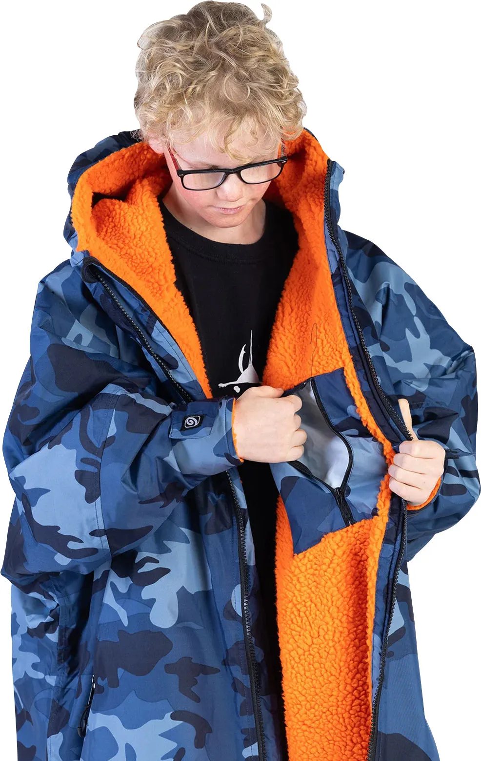 Dryrobe Advance Long Sleeve Junior Changing Robe - Blue Camo