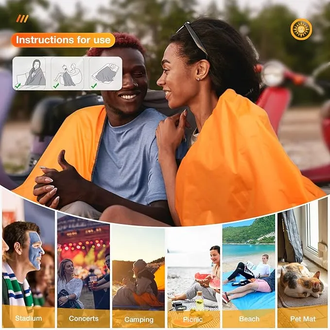 DUKUSEEK Hooded Outdoor Blanket, Extra Large (79"x 59") Waterproof Camping Blanket, Quilted Fleece, Warm, Windproof, Sand Proof, Portable and Wear-Resistant, for Sports, Picnic, Hiking, Travel…
