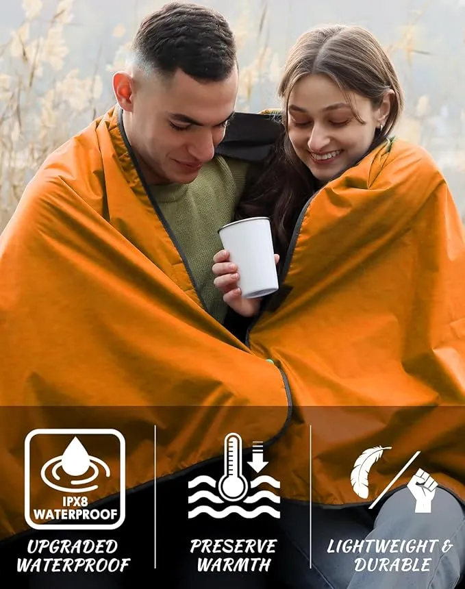 DUKUSEEK Hooded Outdoor Blanket, Extra Large (79"x 59") Waterproof Camping Blanket, Quilted Fleece, Warm, Windproof, Sand Proof, Portable and Wear-Resistant, for Sports, Picnic, Hiking, Travel…