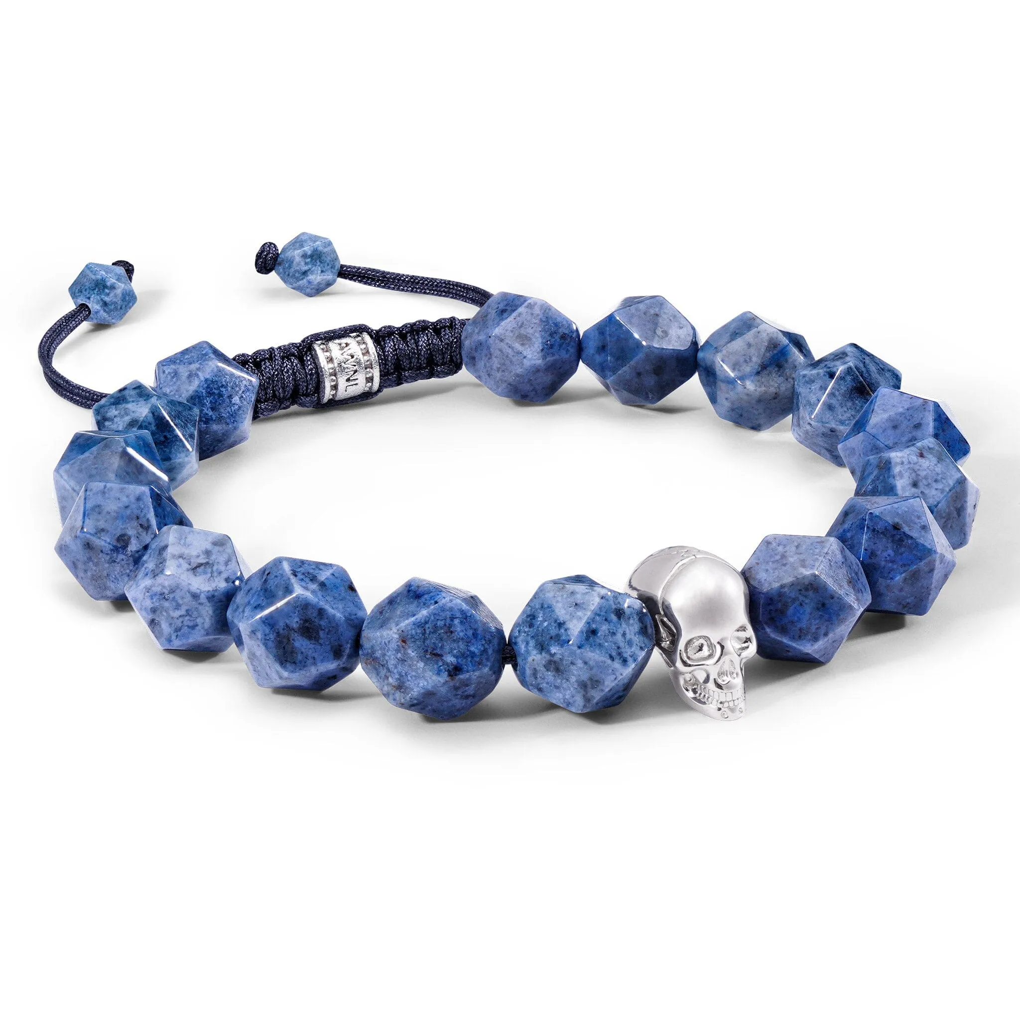 Dumortierite Skull Macrame Bracelet