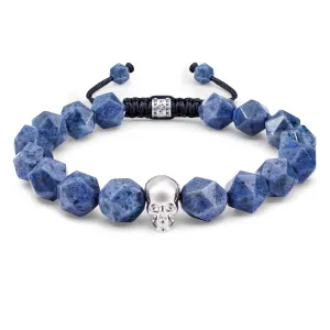 Dumortierite Skull Macrame Bracelet