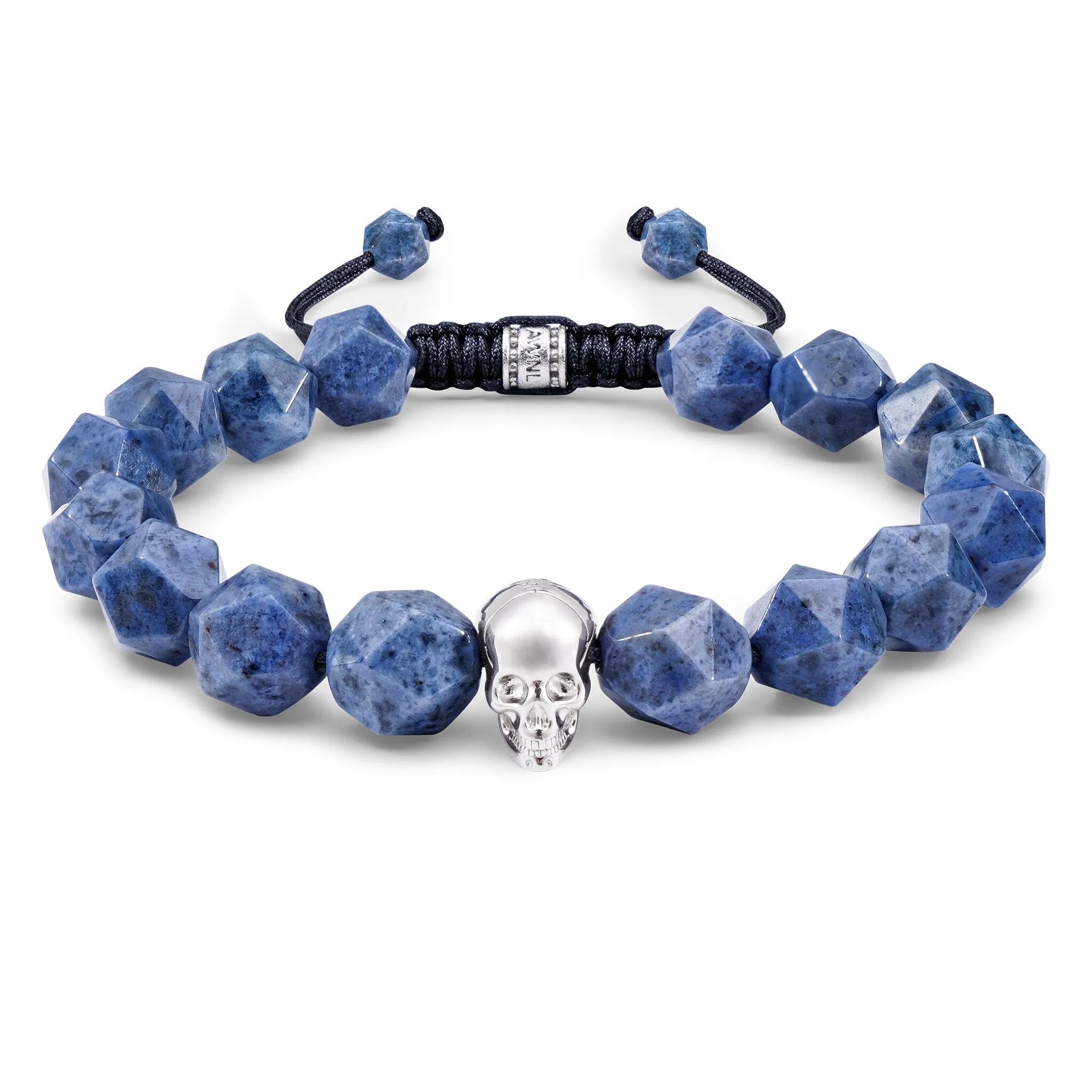 Dumortierite Skull Macrame Bracelet