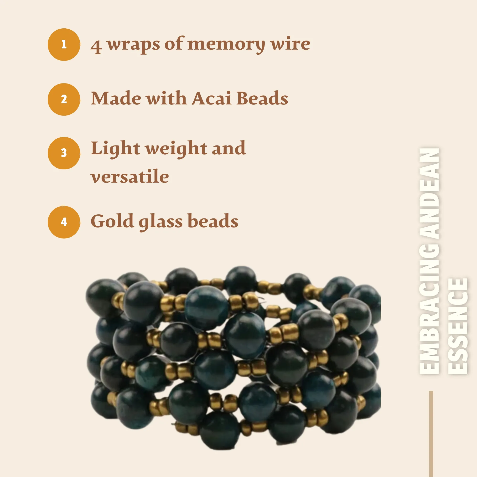 Eco-friendly Dark Blue Acai Bead Bracelet