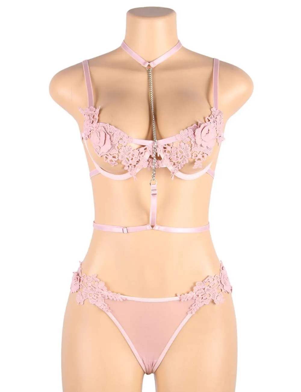 Elegant Embroidery Fashion Hanging Neck Bra Set With Underwire Egypt