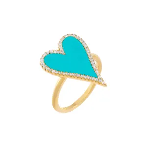 Elongated Pavé Heart Ring