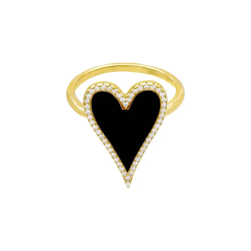 Elongated Pavé Heart Ring