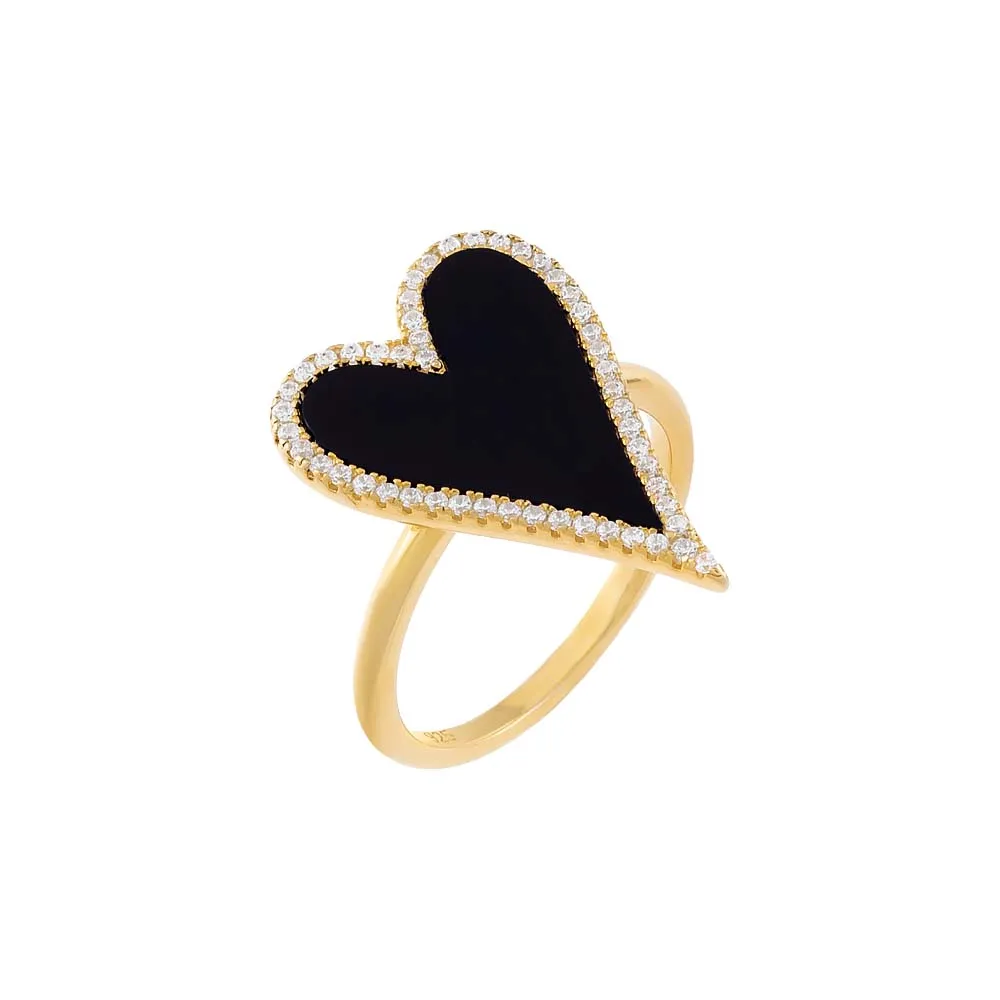 Elongated Pavé Heart Ring
