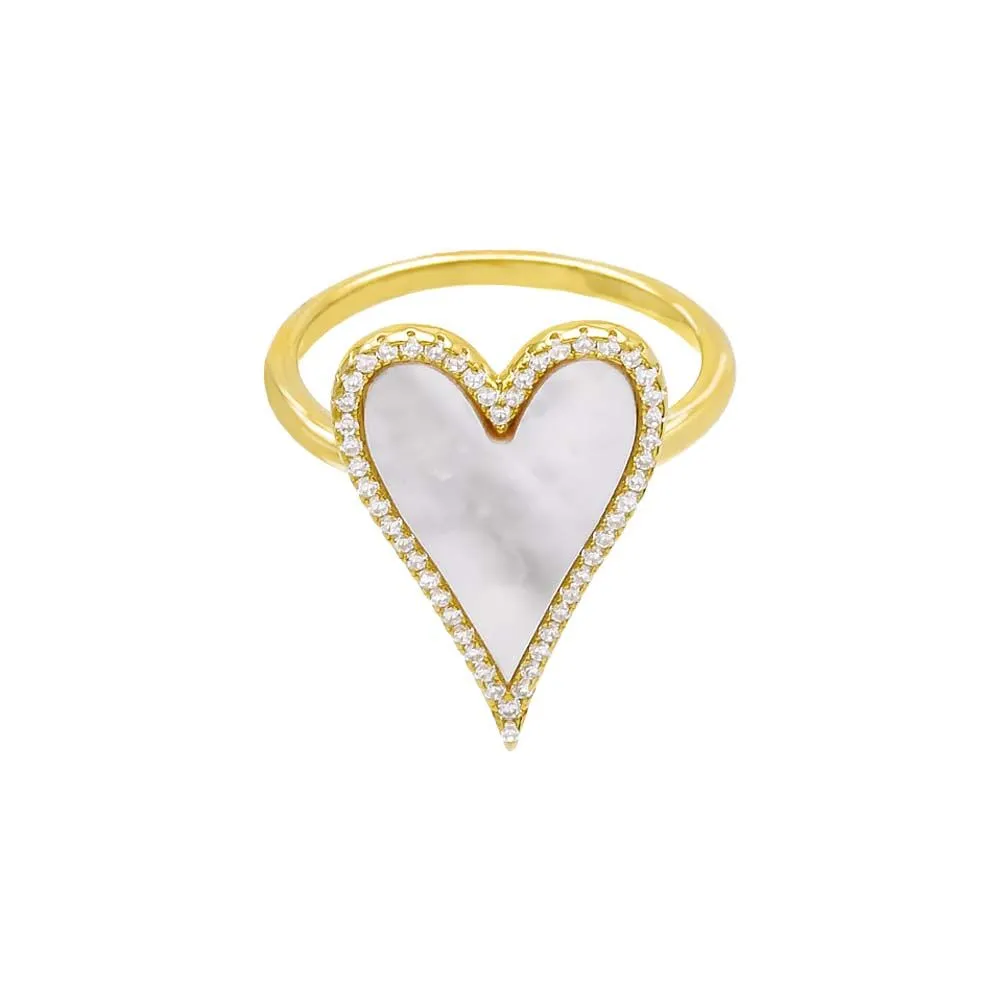 Elongated Pavé Heart Ring