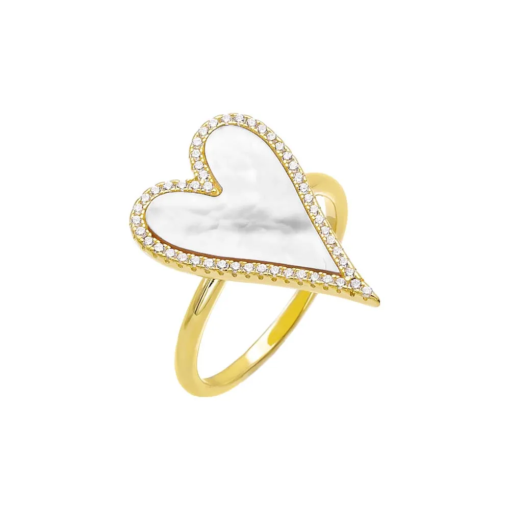 Elongated Pavé Heart Ring