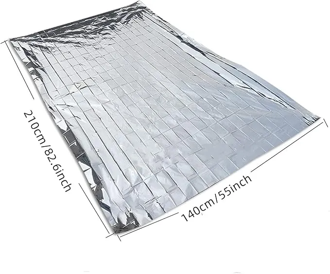 Emergency Mylar Thermal Blankets, Silver Gold Foil Survival Blanket Space Blanket Survival Kit for Outdoors, Camping, Hiking, Survival or First Aid (Silver, 1pc)