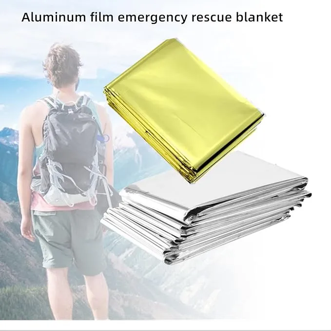 Emergency Mylar Thermal Blankets, Silver Gold Foil Survival Blanket Space Blanket Survival Kit for Outdoors, Camping, Hiking, Survival or First Aid (Silver, 1pc)