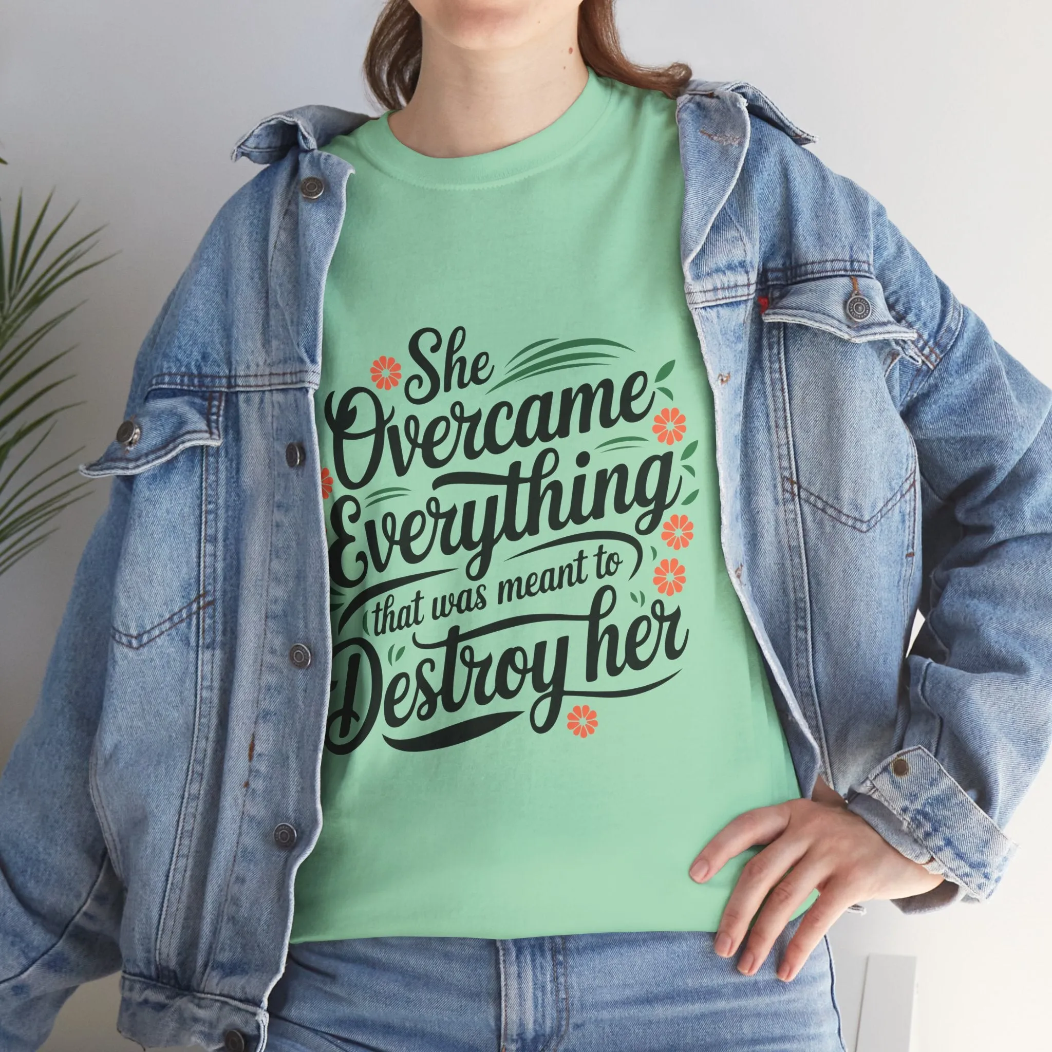 Empowering Women's Quote Unisex Heavy Cotton Tee - 'She Overcame Everything'