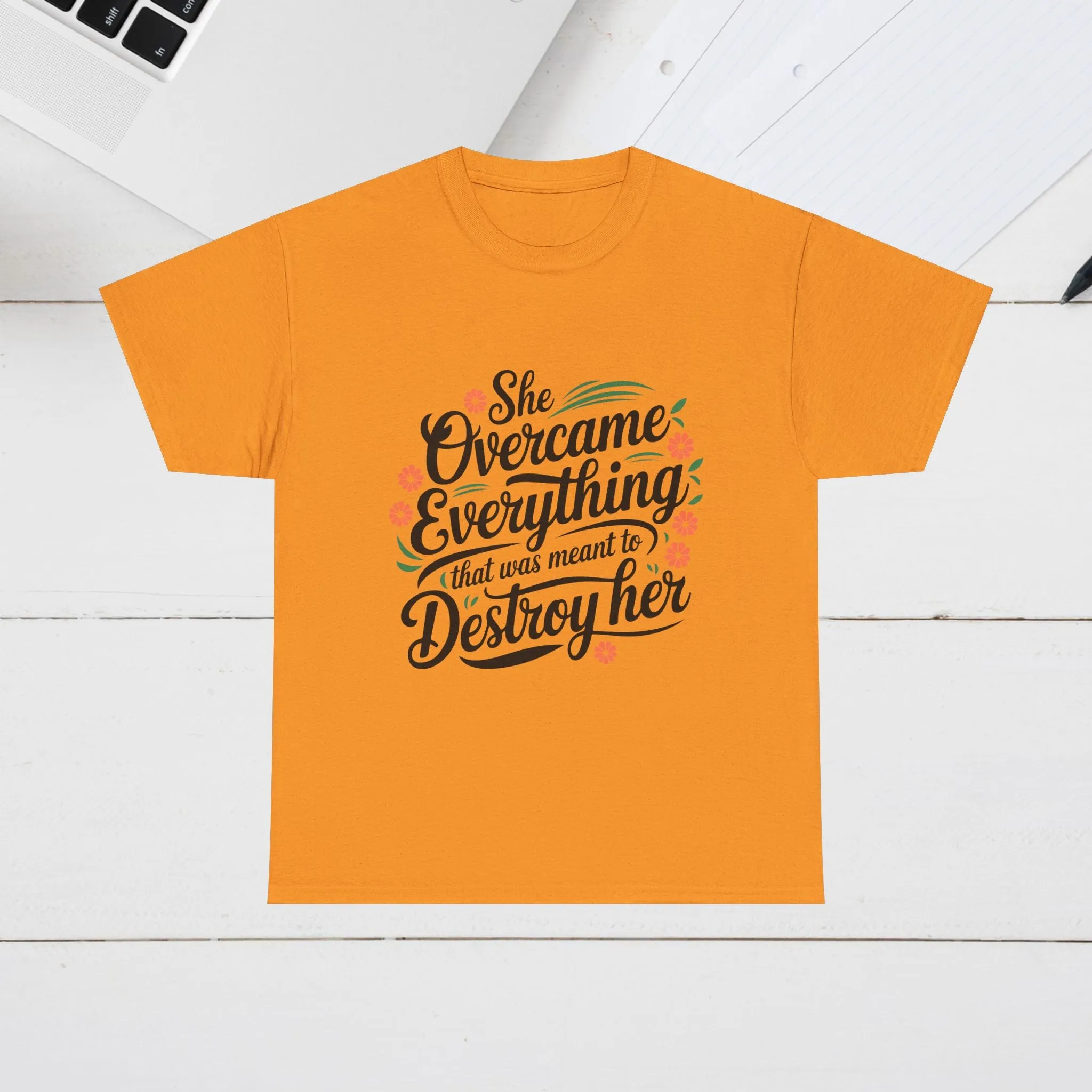 Empowering Women's Quote Unisex Heavy Cotton Tee - 'She Overcame Everything'