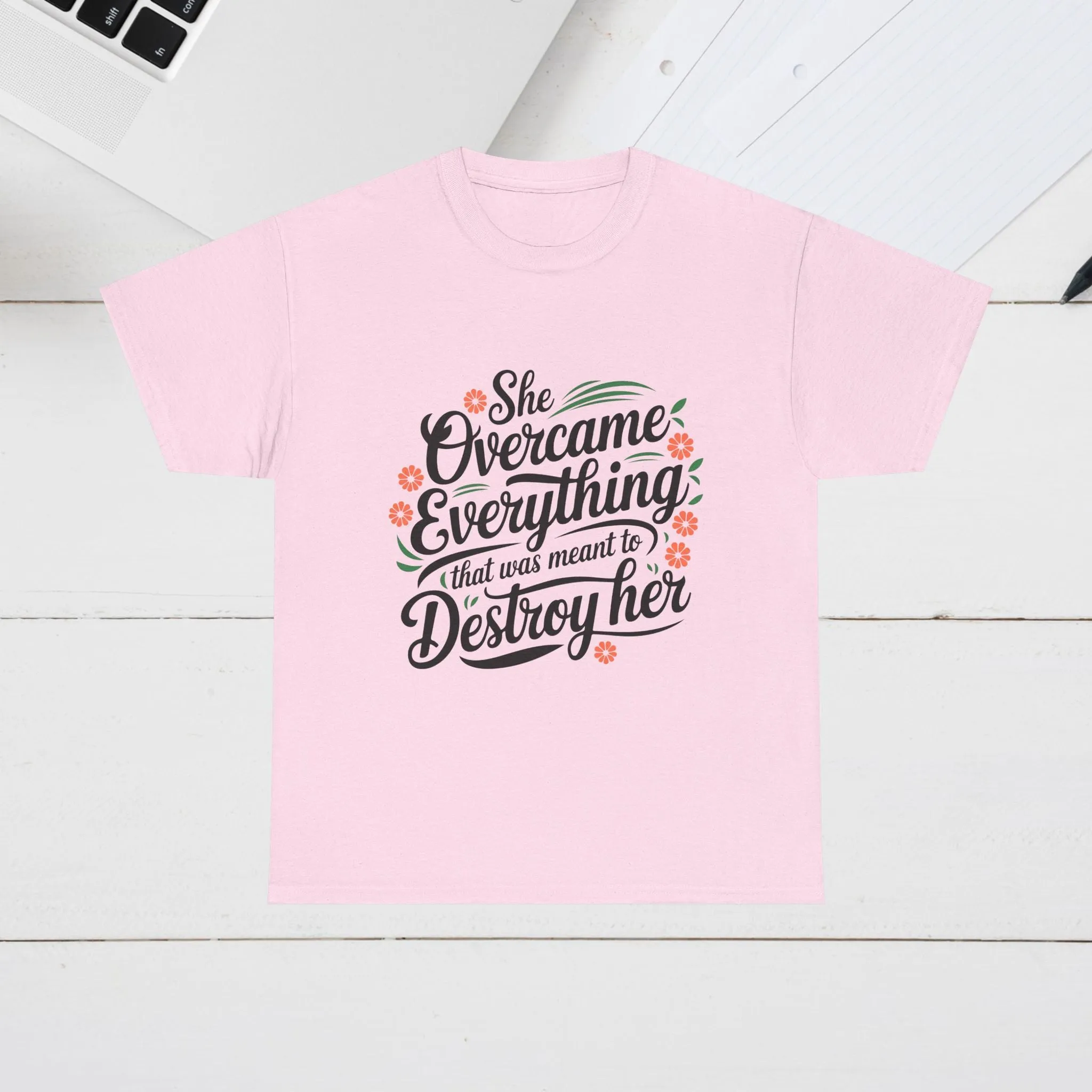 Empowering Women's Quote Unisex Heavy Cotton Tee - 'She Overcame Everything'
