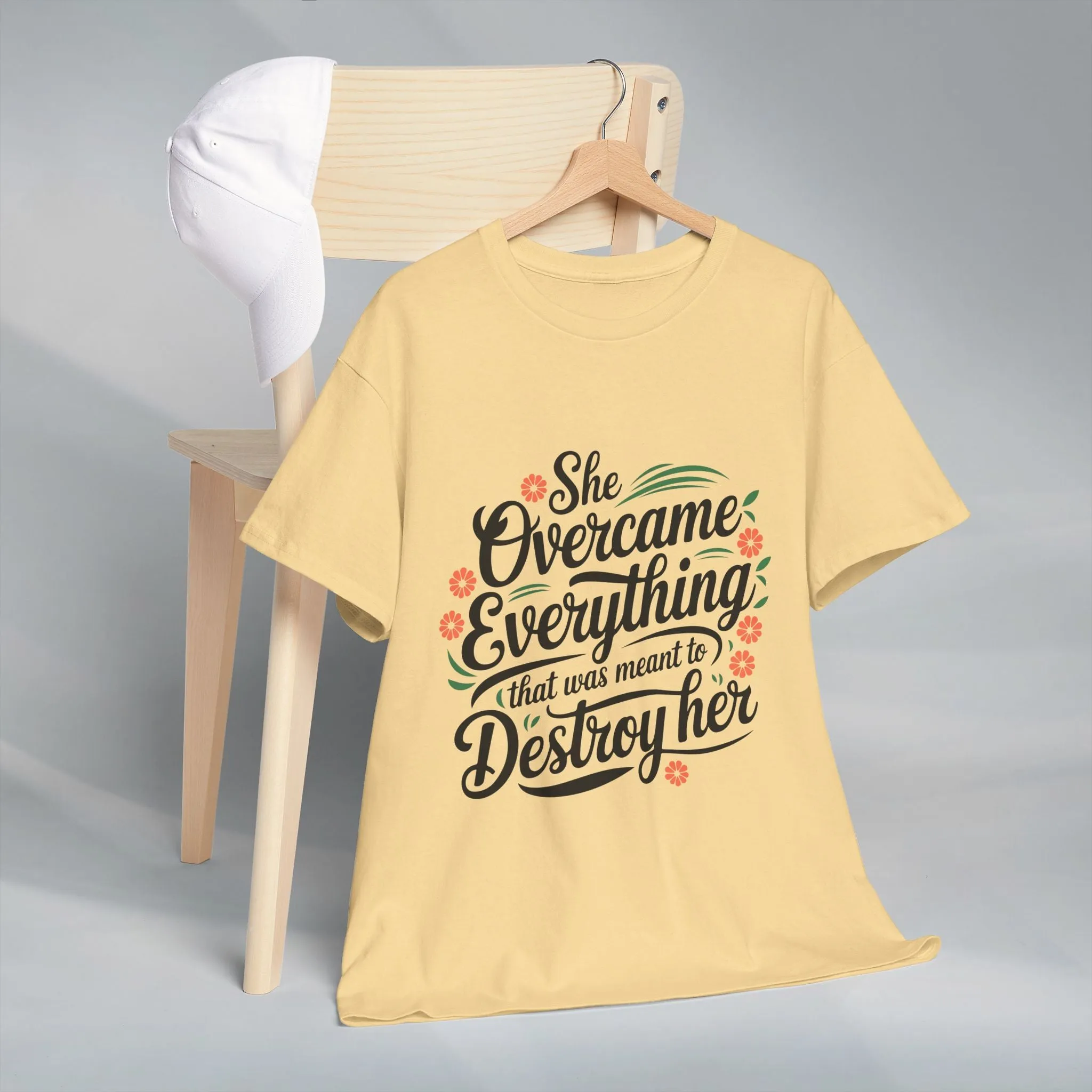 Empowering Women's Quote Unisex Heavy Cotton Tee - 'She Overcame Everything'