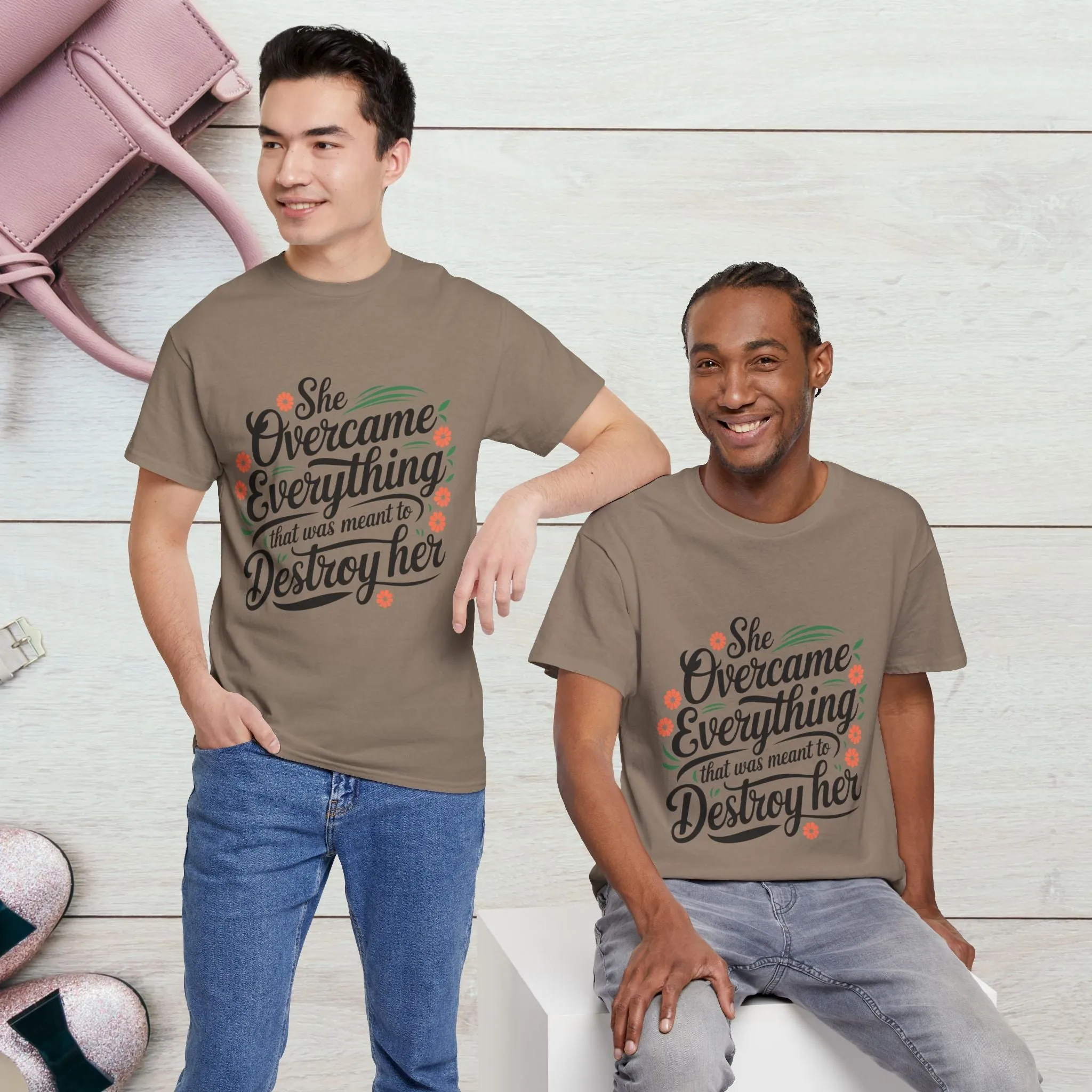 Empowering Women's Quote Unisex Heavy Cotton Tee - 'She Overcame Everything'