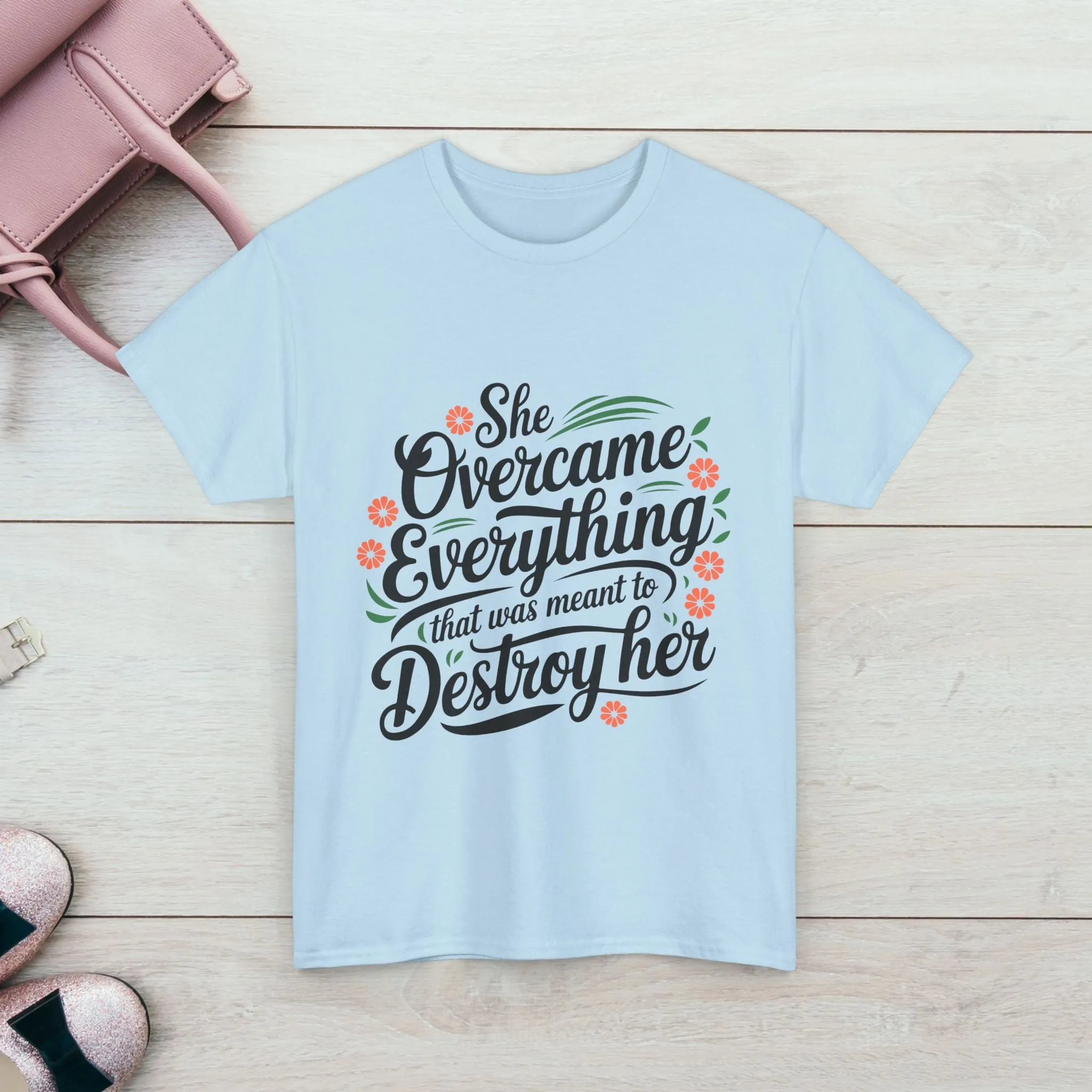 Empowering Women's Quote Unisex Heavy Cotton Tee - 'She Overcame Everything'