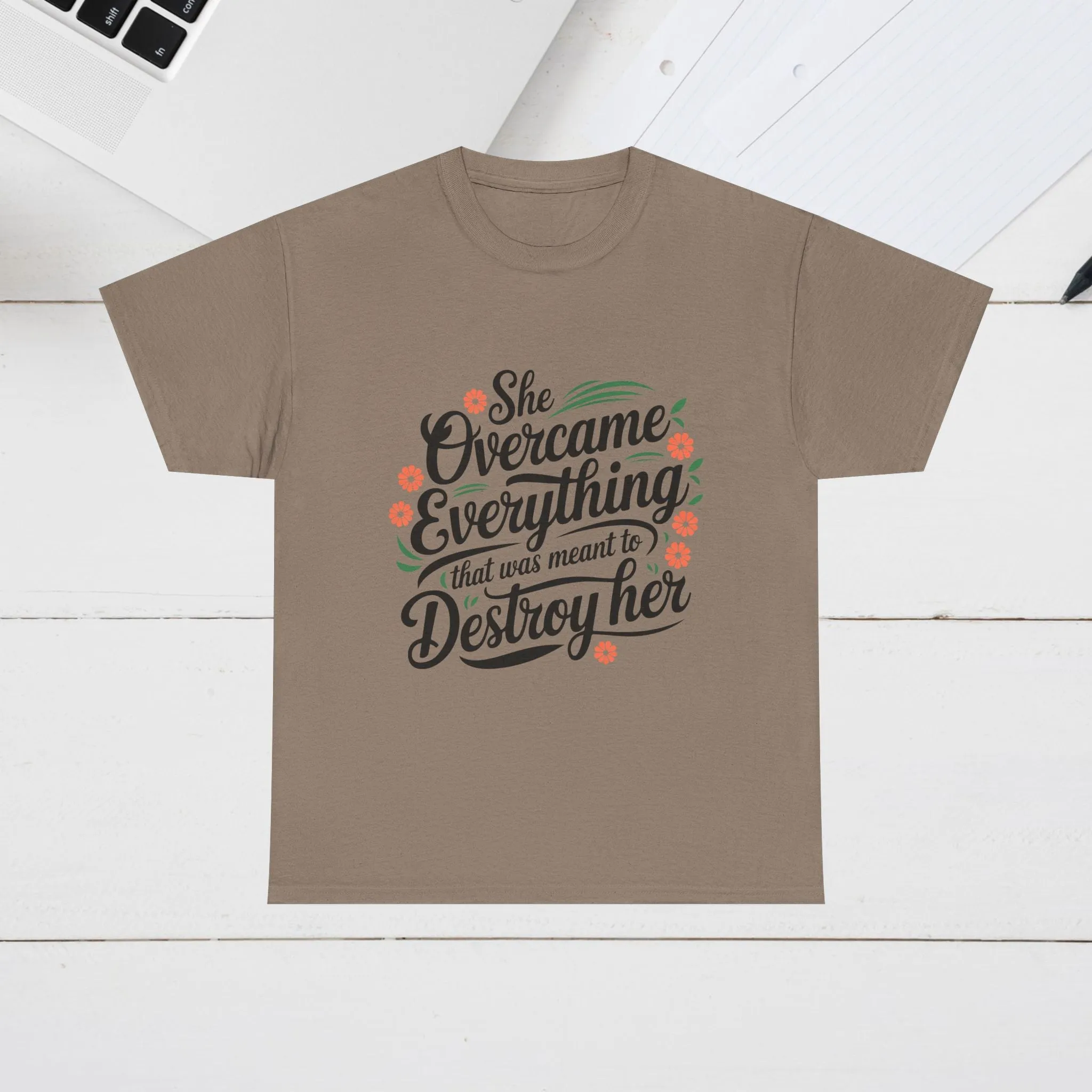 Empowering Women's Quote Unisex Heavy Cotton Tee - 'She Overcame Everything'