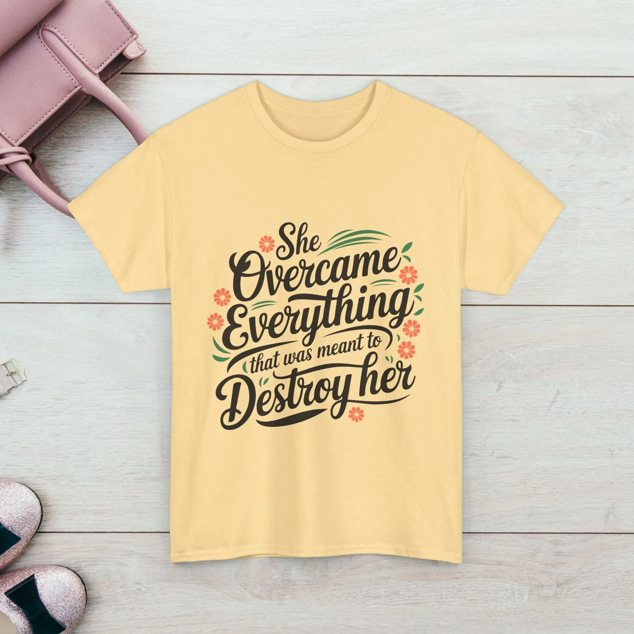 Empowering Women's Quote Unisex Heavy Cotton Tee - 'She Overcame Everything'