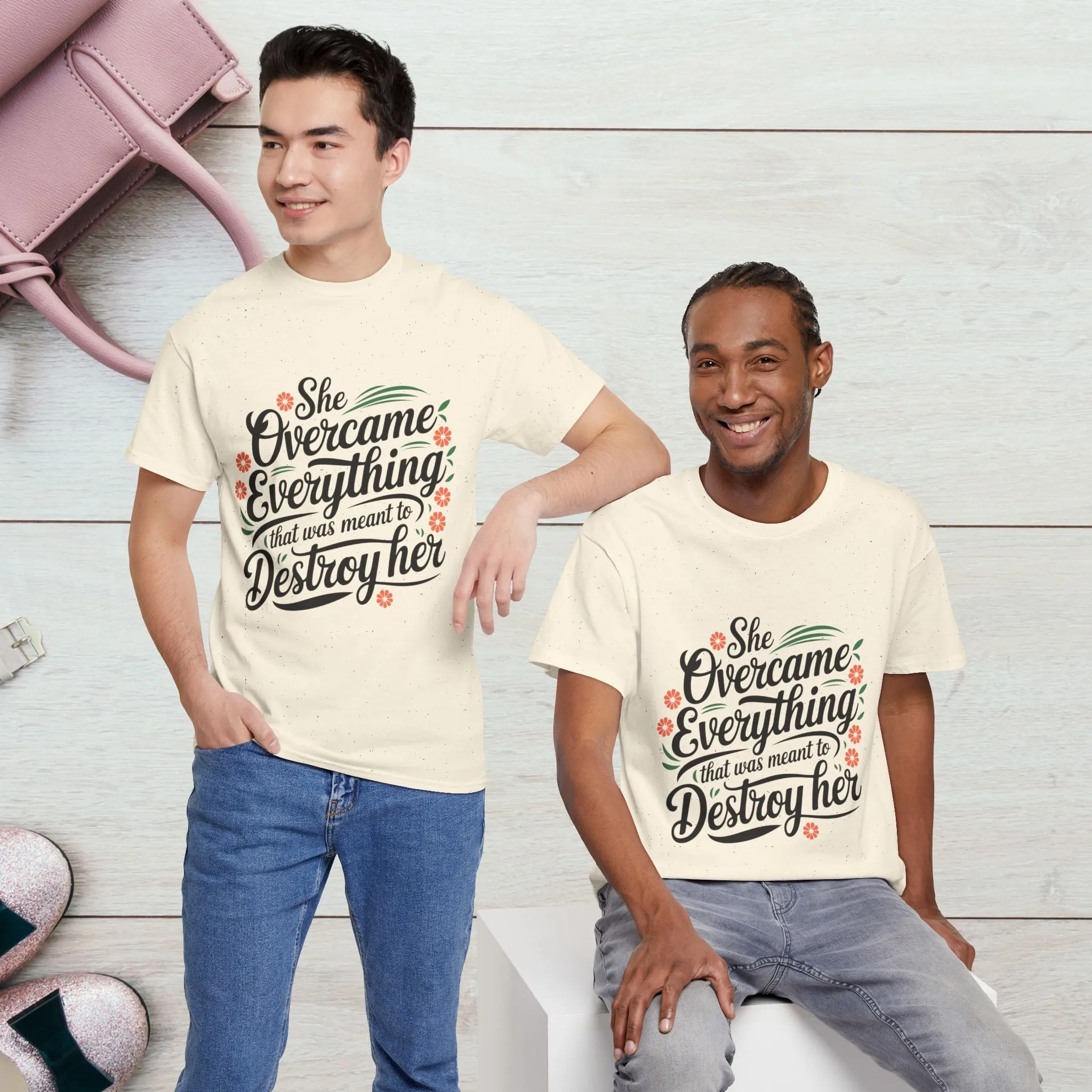Empowering Women's Quote Unisex Heavy Cotton Tee - 'She Overcame Everything'