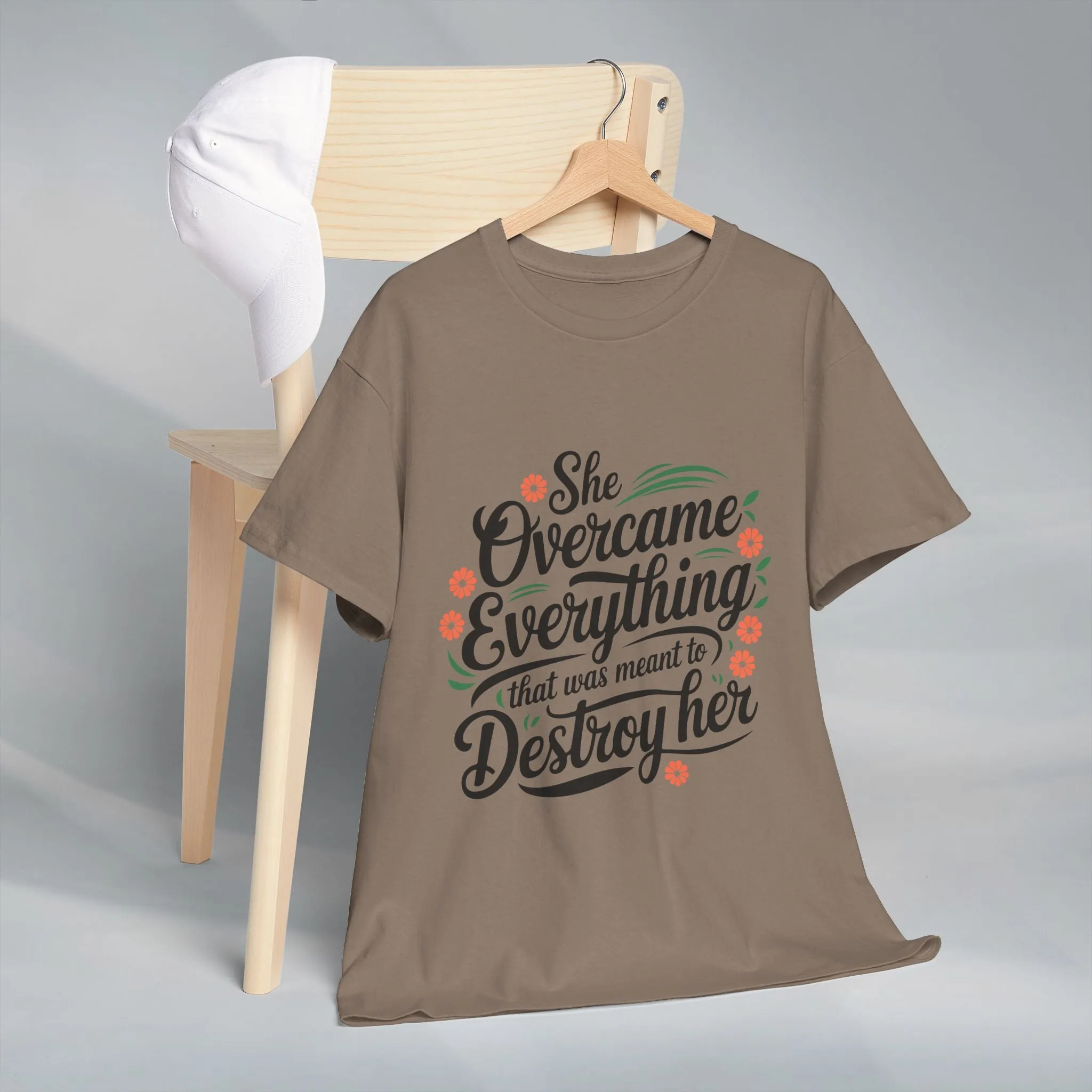 Empowering Women's Quote Unisex Heavy Cotton Tee - 'She Overcame Everything'