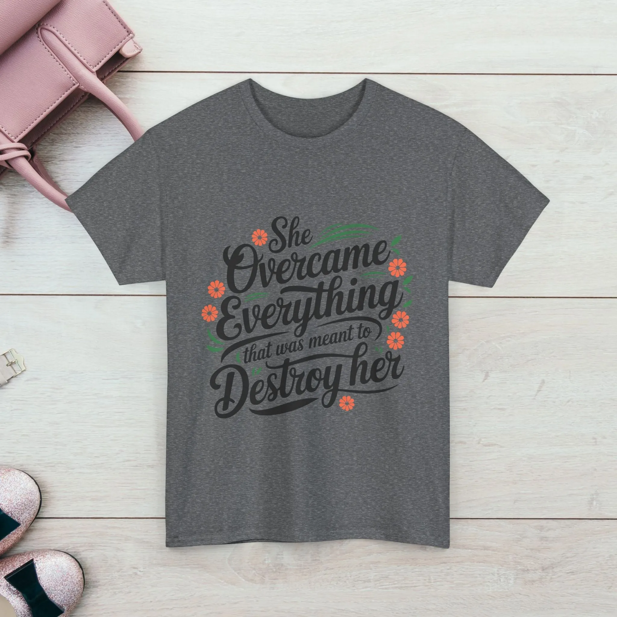 Empowering Women's Quote Unisex Heavy Cotton Tee - 'She Overcame Everything'