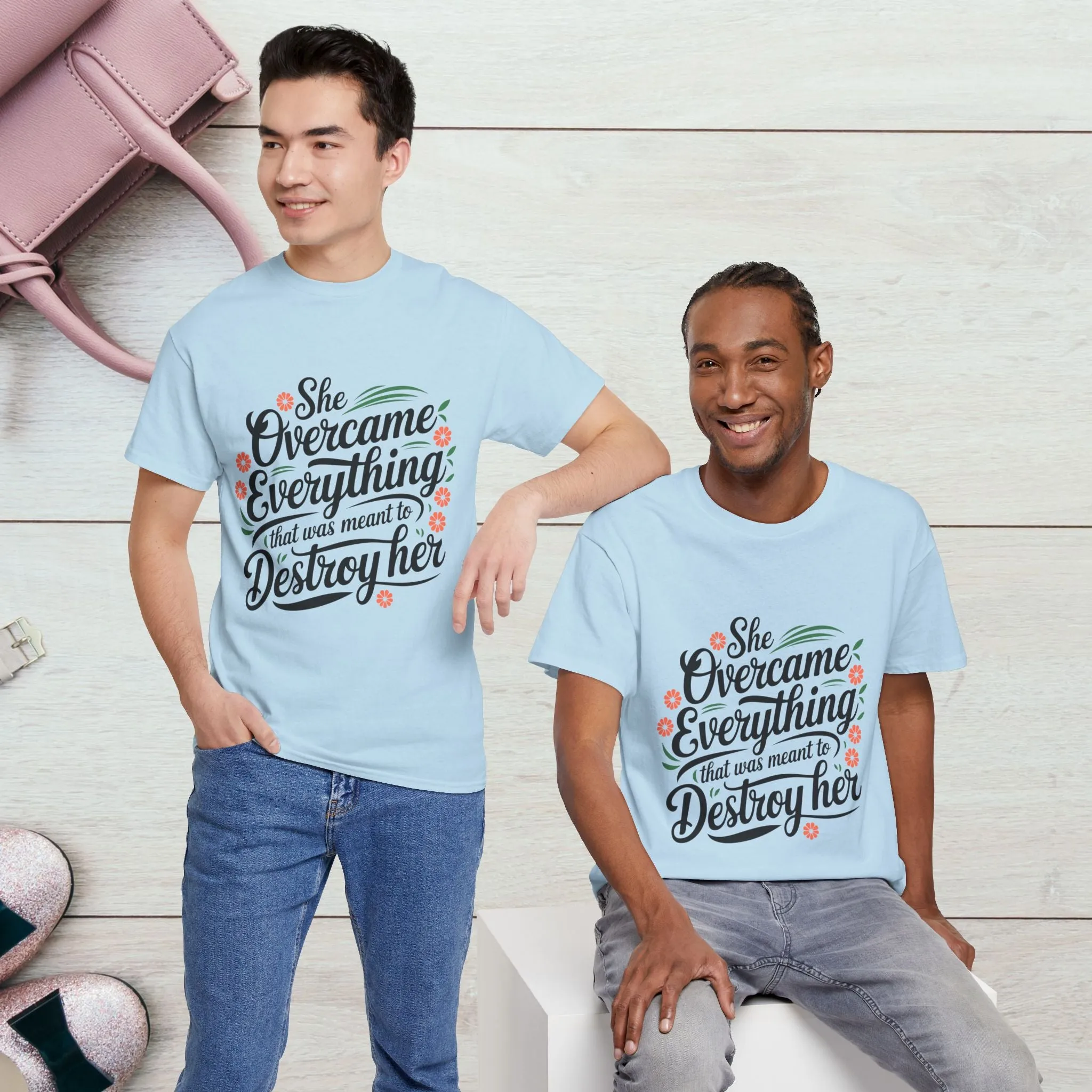 Empowering Women's Quote Unisex Heavy Cotton Tee - 'She Overcame Everything'
